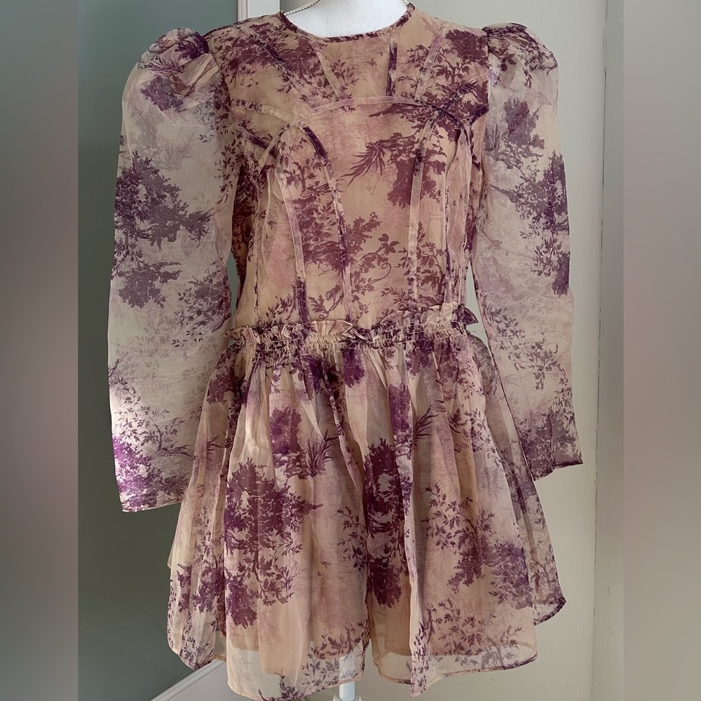 ASOS Beige and Purple Floral Mini Dress - Picture 5 of 9